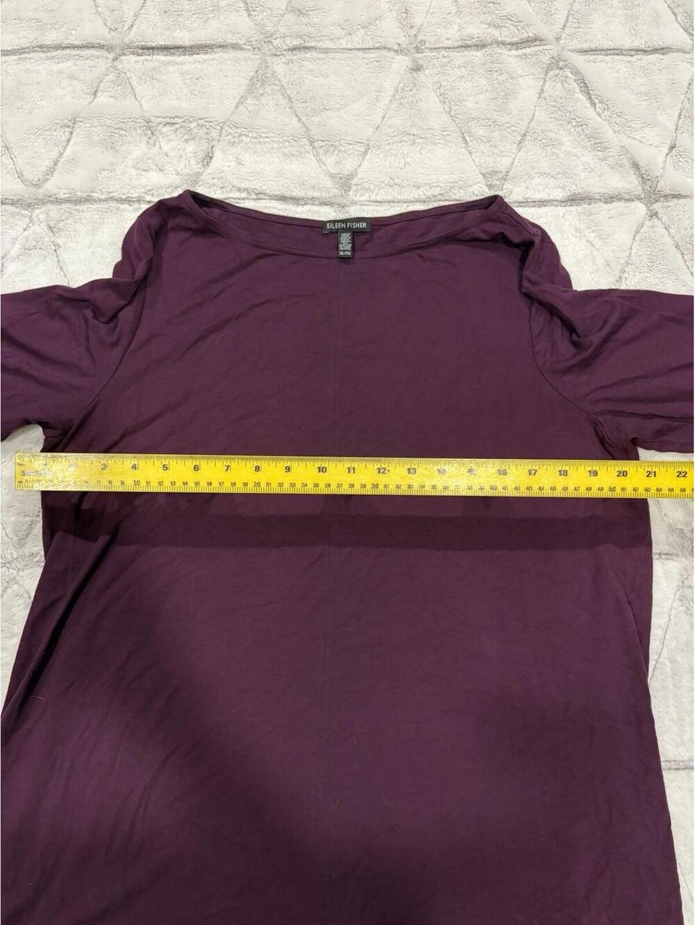 Eileen Fisher Purple Long Sleeve Tunic Top Women XL Viscose Spandex - Picture 3 of 6